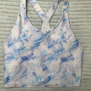 KYODAN Blue and White Tie-Dye Crop Top